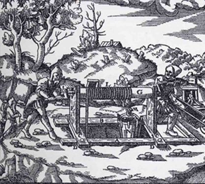 Bergbau-im-16ten-Jahrhundert-Haspelknechte-Agricola-1556-kleiner